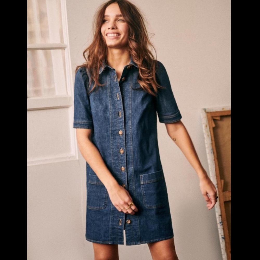 Sezane Almette button-down denim dress FR42